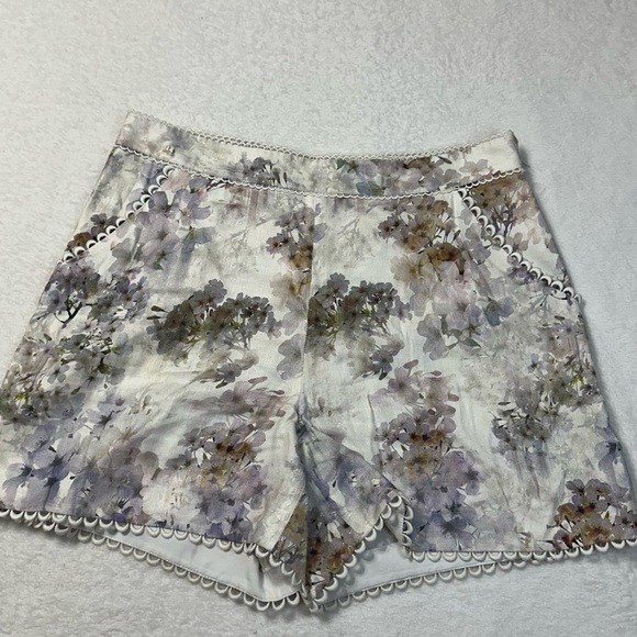 Ted Baker Henliy Vanilla Scallop Trim Linen Shorts Size 3 - Picture 8 of 16